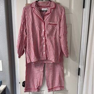 Victoria's Secret Red and White Striped Pajama Set Size Small